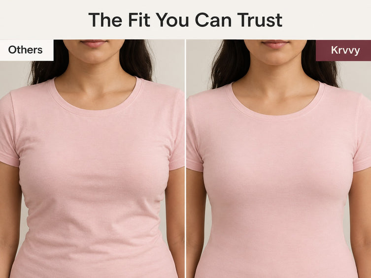 The fit you can trust: other bras compared with Krvvy under a T-shirt